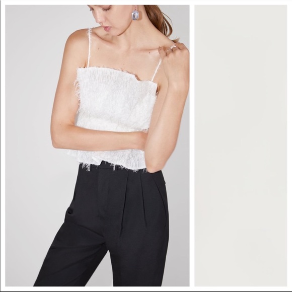 Zara White Textured Crop Top Sleeveless Size small - Picture 2 of 8